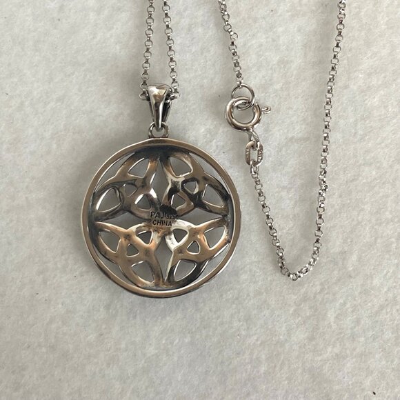 Sterling Silver 925 PAJ Round Celtic Trinity Knot Pendant Necklace 18" Chain - Picture 9 of 16